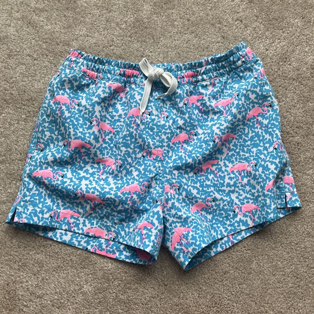 Chubbies shorts Swim Trunks Youth Boys Small 8-9 Flamingos Pool Lined Preppy
